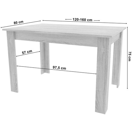  Pravokutni rastezljivi stol 120&amp;ndash;160 &amp;times; 80 cm za kuhinju i blagovaonicu, za 4&amp;ndash;6 osoba, artisan hrast Slike