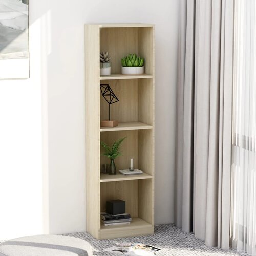 VidaXL Knjižna omara 4-nadstropna sonoma hrast 40x24x142 cm iverna pl., (20622701) Slike