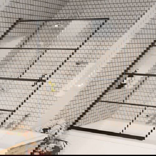 VidaXL Pregrada za tu&amp;scaron; ESG 116 x 140 cm crna Slike