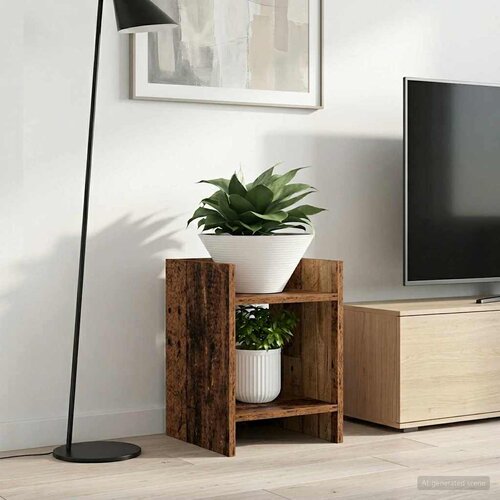  Stalak za biljke s policom 2 pcs Staro drvo 30 x 30 x 40 cm Cene