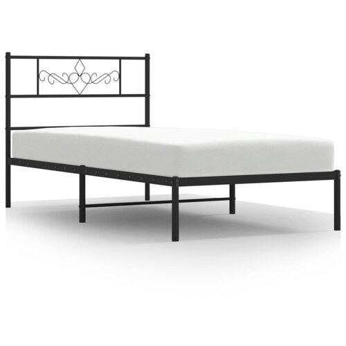 VidaXL Metalni okvir za krevet s uzglavljem crni 100x200 cm Slike