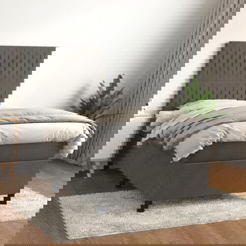 The Living Store Box spring postelja z vzmetnico temno siv 90x190 cm žamet - Box Spring Postelja, (21490385) Cene