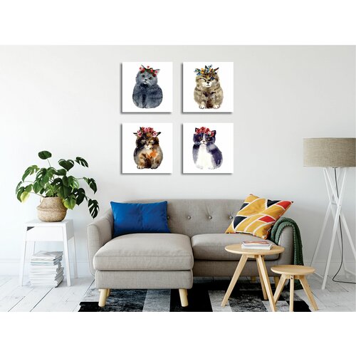 Wallity FRJ22 multicolor decorative canvas painting (4 pieces) Slike