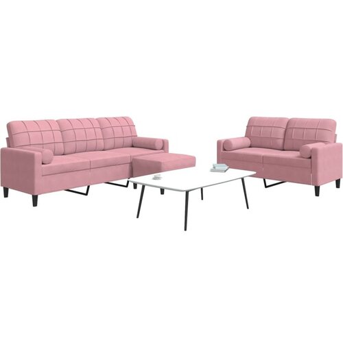 VidaXL 3-dijelni set sofa s jastucima ružičasti bar&amp;scaron;unasti Slike