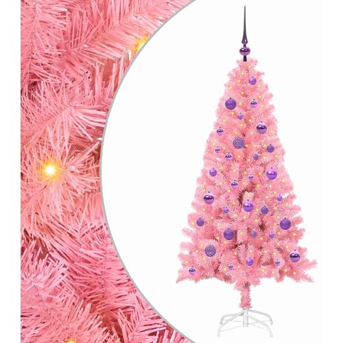 vidaXL Božično drevo med 150 LED z stojalom Roza 150 cm PVC, (5000066973) Cene