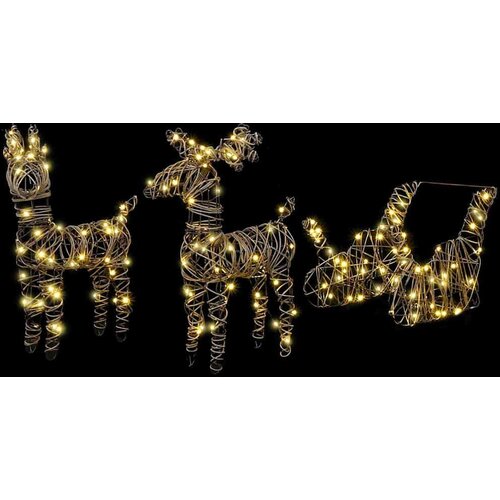 VidaXL Reindeer vuče saonice Topla bijela 52.5 x 28 x 32.5 cm Ratan Slike