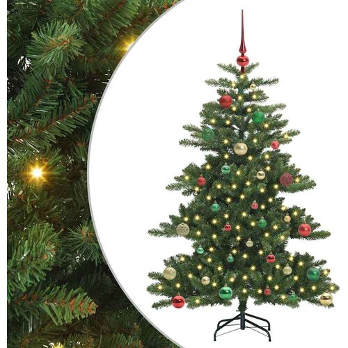 VidaXL Umjetno božićno drvce s nogom with LEDs s stalakom 150cm PVC Slike