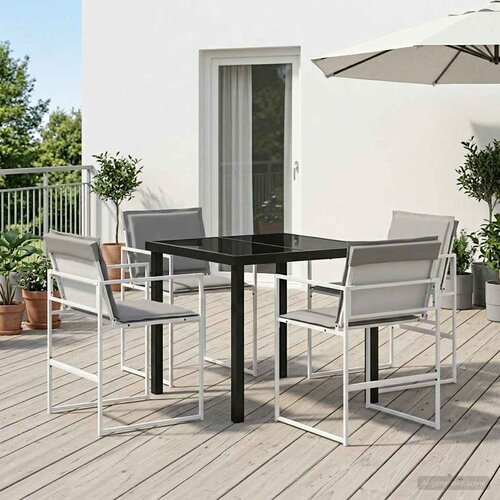  Vrtni set za objed 5 pcs Bijela i svjetlosiva 80 x 80 x 73 cm Cijene
