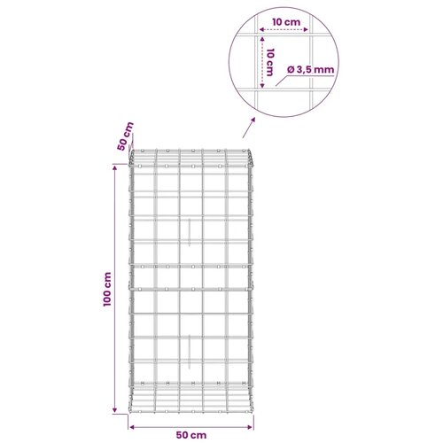  Gabion s žicom debljine 3 5 mm i mrežom 10x10 cm 50x50x100 cm - 50 cm 100 cm 50 cm Slike