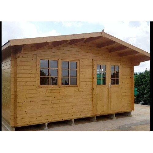 Male kuće Drvena vrtna kuća ENZO D 500 &amp;times; 500 cm sa &amp;scaron;indrom Slike