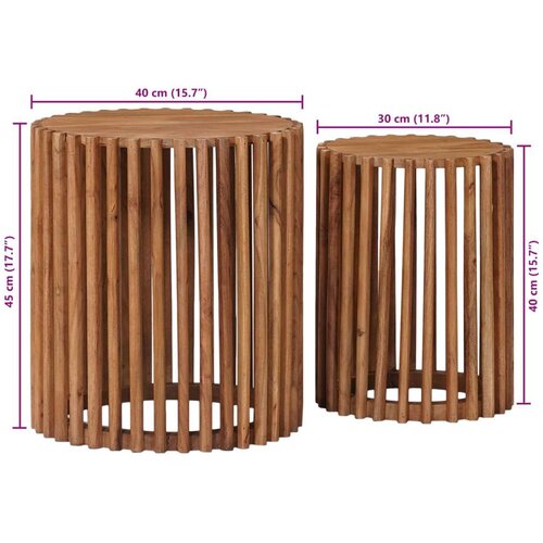  Set pomoćnih stolića s pohranom s vratima Smeđa 40 x 40 x 45 cm Slike