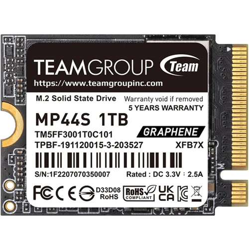 Team Group TEAMGROUP vgradni SSD disk 1TB M.2 NVMe SSD MP44S 2230 5000/3500 MB/s TM5FF3001T0C101