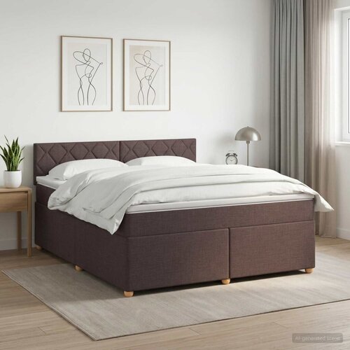  Boxspring krevet s madracem Tamno smeđa 180 x 200 cm Tkanina - Tamno smeđa 180 x 200 cm Dizajn s rombovima Cijene