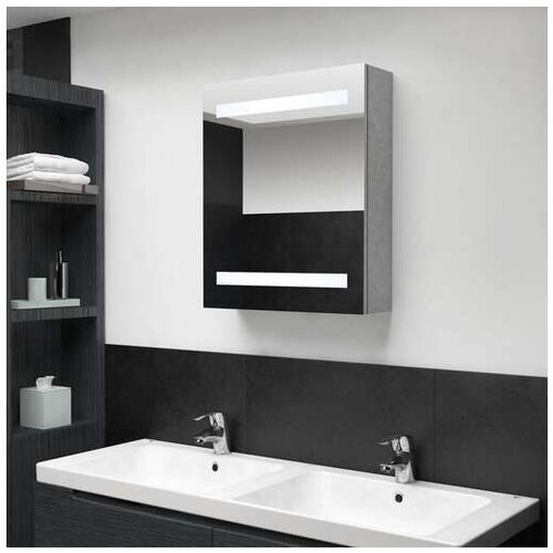  VIDAXL LED kopalniska omarica z ogledalom betonsko siva 50x1 Slike