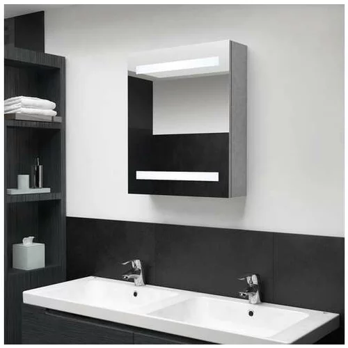  VIDAXL LED kopalniska omarica z ogledalom betonsko siva 50x1