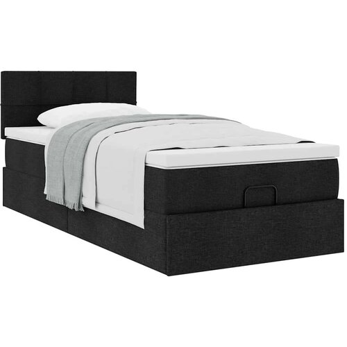 vidaXL Otomanski posteljni okvir z vzmetnico črn 80x200 cm blago Cene