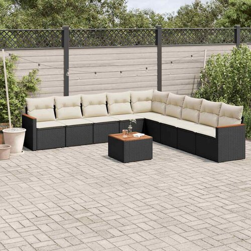  10-dijelni set vrtnih sofa s jastucima crni od poliratana Cene