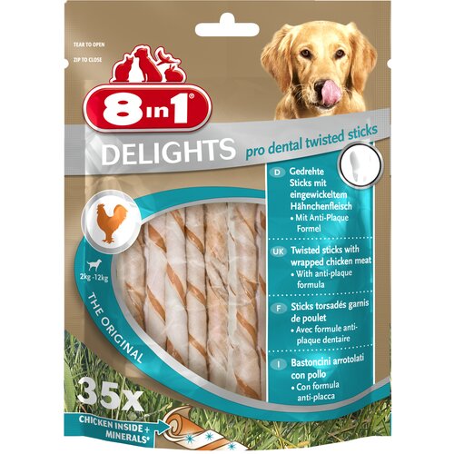8in1 Delights Pro Dental Twisted Sticks piščanec - 190 g (35 kosov) Cene