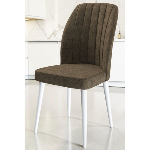 Hanah home set trpezarijskih stolica Etra 8 kom, braon tkanina Jerry, bele drvene noge Cene