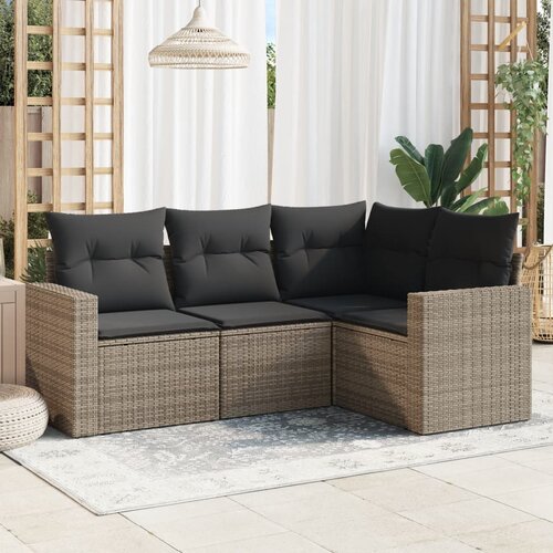  4-dijelni set vrtnih sofa od poliratana s jastucima sivi Cene