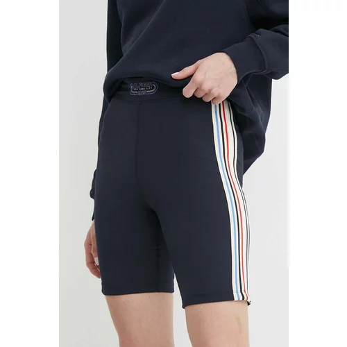 Tommy Hilfiger Kratke hlače za žene, boja: tamno plava, s aplikacijom, visoki struk, WW0WW41493
