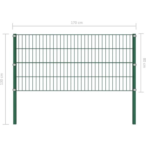 vidaXL Panel za ogradu sa stupovima željezni 1,7 m zeleni Cene