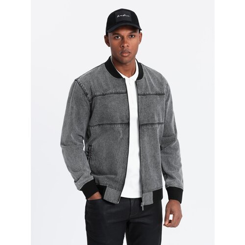 Ombre Men's denim jacket katana with cargo pockets and hood Slike