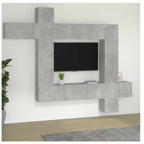  Komplet TV omaric 9-delni betonsko siv inženirski les