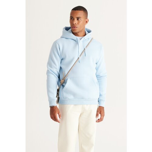 AC&Co / Altınyıldız Classics Men's Turquoise Standard Fit Regular Fit Inner Fleece 3 Thread Hooded Cotton Sweatshirt Slike