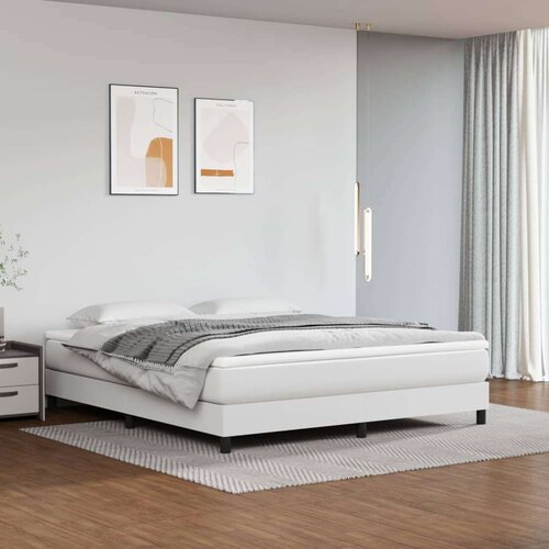  Box spring postelja z vzmetnico bela 180x200 cm umetno usnje, (20725099) Slike