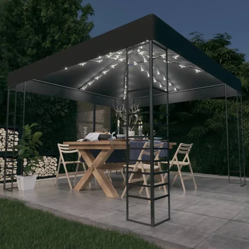 vidaXL Vrtni šotor z LED lučkami 3x3 m antraciten