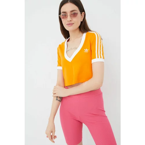 Adidas Kratka majica Adicolor ženska, oranžna barva
