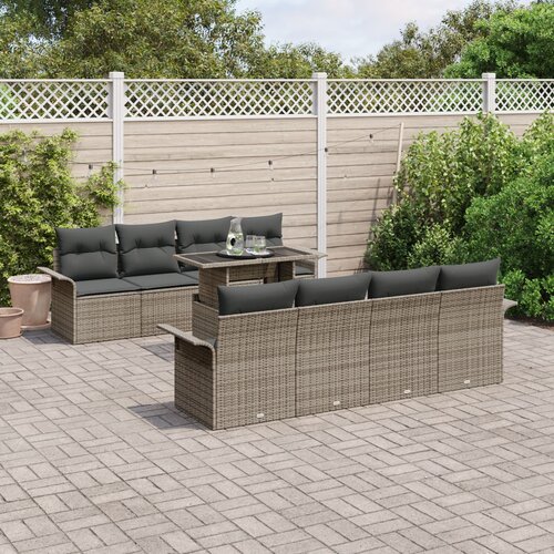 VidaXL 9-dijelni vrtni sofa set s jastučićima siva poli ratan Slike