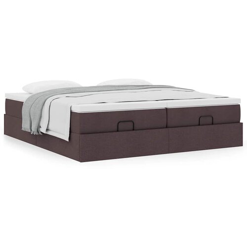 VidaXL Otomanski posteljni okvir z vzmetnicami rjav 180x200 cm blago Slike