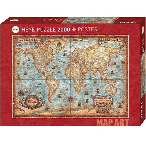 Heye puzzle 2000 pcs map art the world Cene