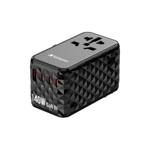 Verbatim UTA-10 GaN III 32125 adaptar za putovanje 4 x 1x USB-A, 3x USB-C&amp;reg; GaN, s europskim adapterom, s UK adapterom, Slike