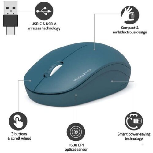 Port Designs Port mi&scaron; OFFICE bežični USB-A/USB-C, plavi 900545 Cijene