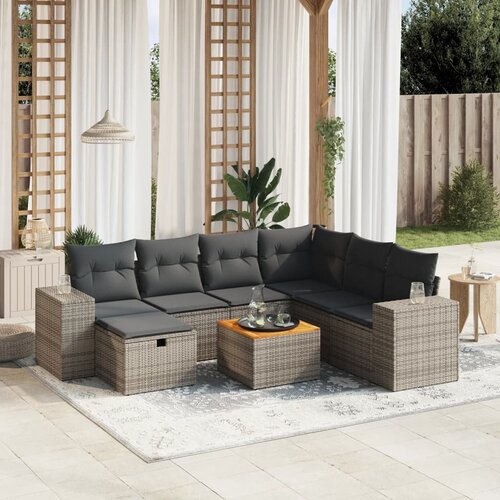vidaXL 8-dijelni set vrtnih sofa od poliratana s jastucima sivi Cijene