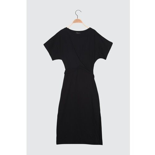 Trendyol Pletena haljina S crnim povezom Detalj crna Slike