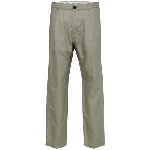 Selected Hlače Relaxed Jones Linen - Vetiver Zelena Slike