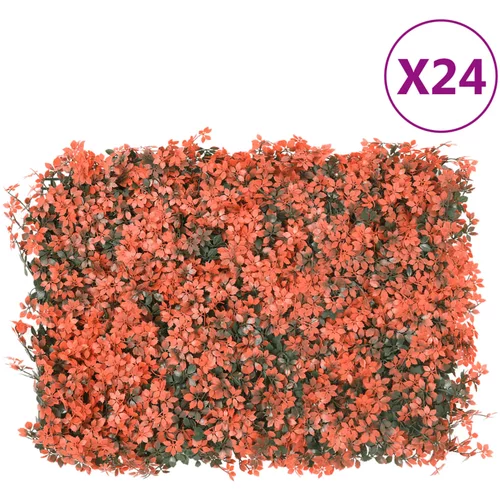 vidaXL Ograja iz umetnih javorjevih listov 24 kosov sv. rdeča 40x60cm