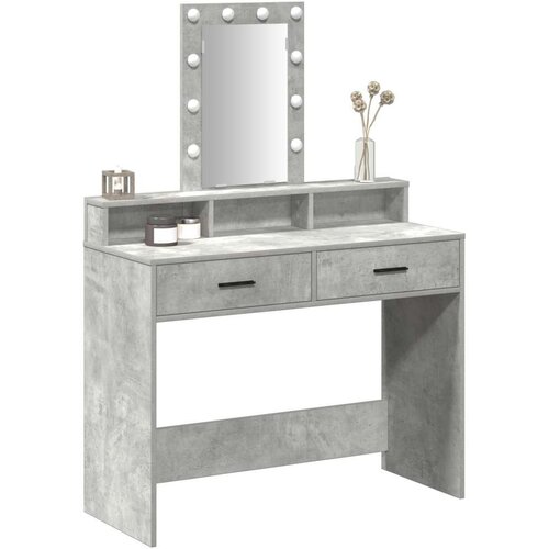 VidaXL Betonska siva Konstruirano drvo 100 x 41 x 140 cm Ogledalo Slike