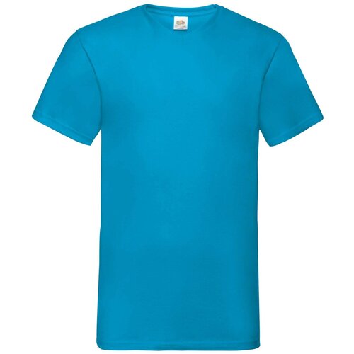 Fruit Of The Loom Blue Men's T-shirt Valueweight V-Neck Cene