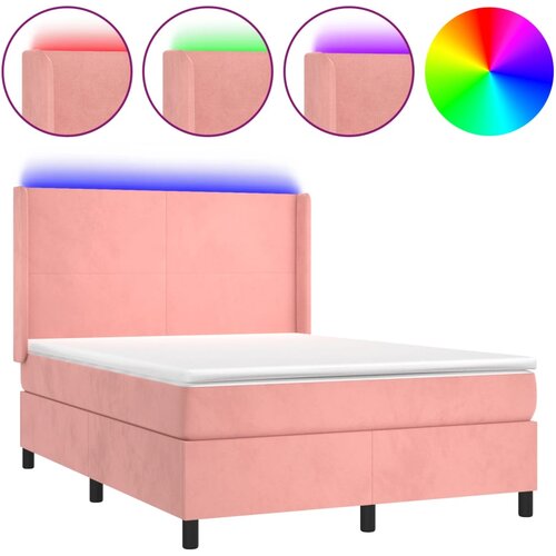  Krevet box spring s madracem LED ružičasti 140x200cm bar&amp;scaron;unasti Slike