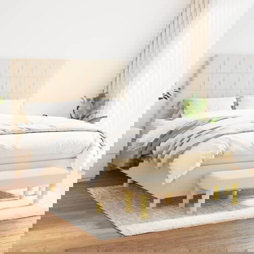The Living Store Box spring postelja z vzmetnico krem 140x200 cm blago - Box Spring Postelja, (21514254) Cene