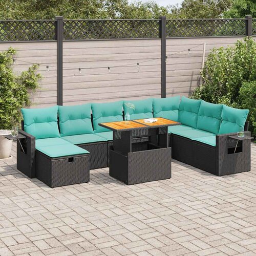  9-dijelni set vrtnih sofa s jastucima crni od poliratana bagrem Cene