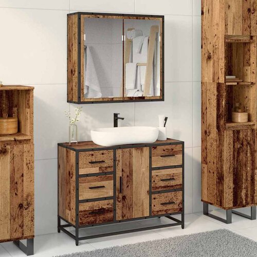 VidaXL Set namje&amp;scaron;taja za kupaonicu 2 pcs Staro drvo 80 x 33 x 60 cm Slike