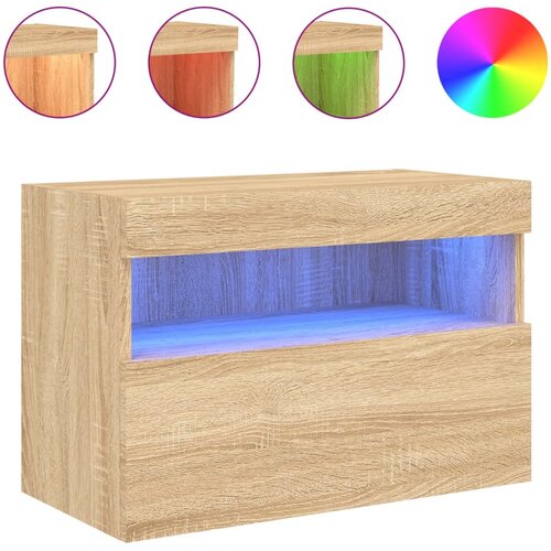 Maison Chic Stenska TV omarica - TV stojalo - Televizijska omarica z LED lučkami sonoma hrast 60x30x40 cm, (21700739) Slike