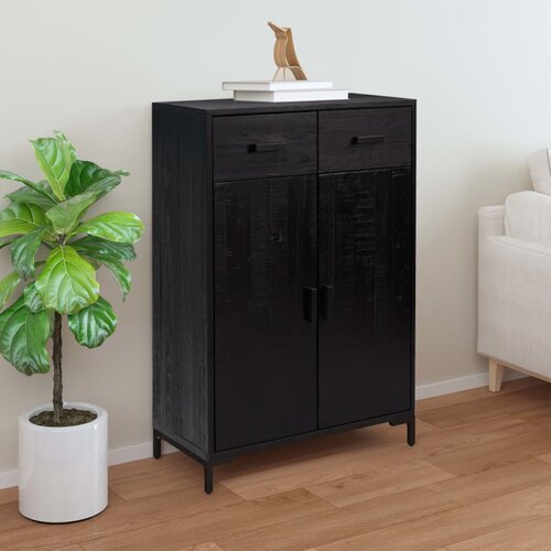 The Living Store regal za čevlje črn 75x40x110 cm trdna borovina - regal za čevlje, (21485624) Cene