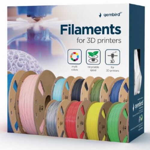 Gembird 3DP-PLA-01-MTW mat pla filament za 3D stampac 1.75mm, kotur 1KG, white Slike